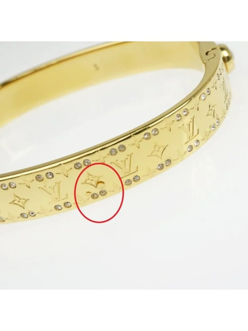 Louis Vuitton Rigid Bracelet Nanogram Strass Gold S Bangle - Picture 9 of 10